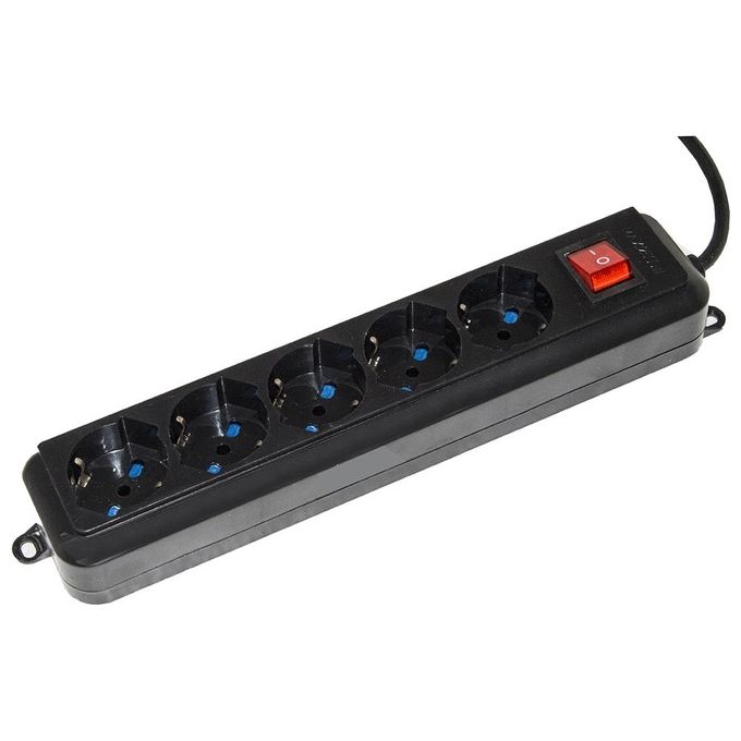 Emmegi LKMP05LN Multipresa 5 Prese Universali Ita Schuko 10-16A Spina 16A con Interruttore Protezione Sovraccarico colore Nero