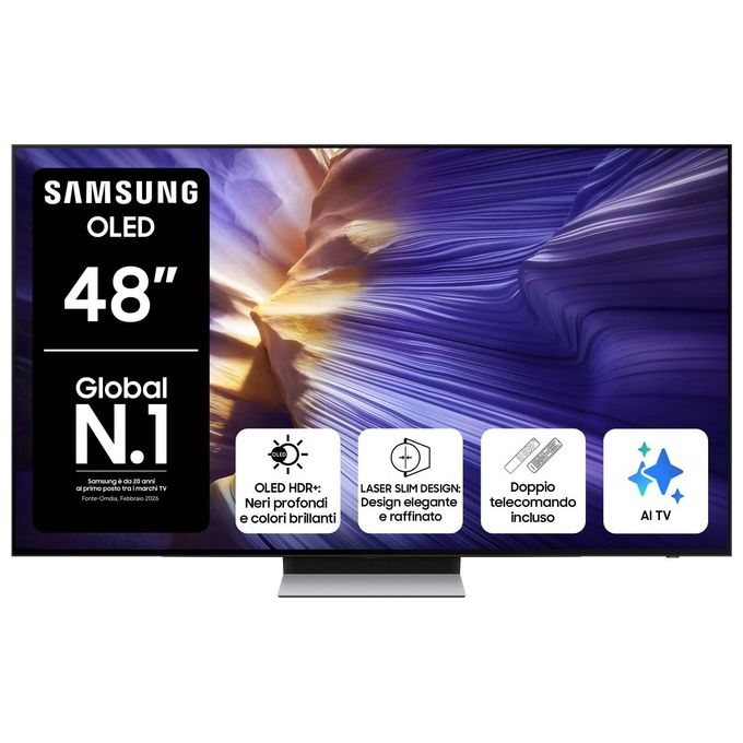 Samsung QE48S90FAEXZT S90F Smart TV OLED 4K 48'' Processore NQ4 AI Gen3 144 Hz Dolby Atmos colore Nero
