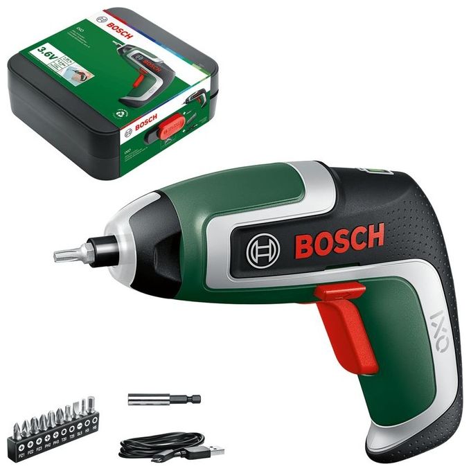 Bosch 06039E0000 IXO 7 Avvitatore a Batteria 3,6V 2Ah 235 rpm 5,5 Nm Motore Brushless LED 360° colore Nero Verde