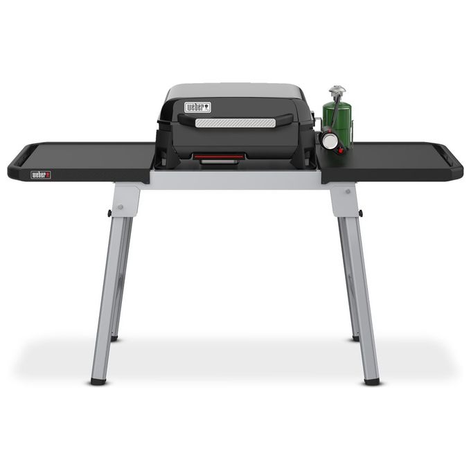 Weber 3400154 Tavolo Universale per Barbecue Pieghevole Regolabile in Altezza compatibile serie Q Slate Lumin Pulse colore Grigio Nero