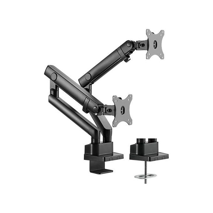 ICY BOX IB-MS314-T Supporto da Scrivania per 2 Monitor fino a 32'' Carico Massimo 16 Kg Regolabile in Inclinazione e Rotazione colore Nero