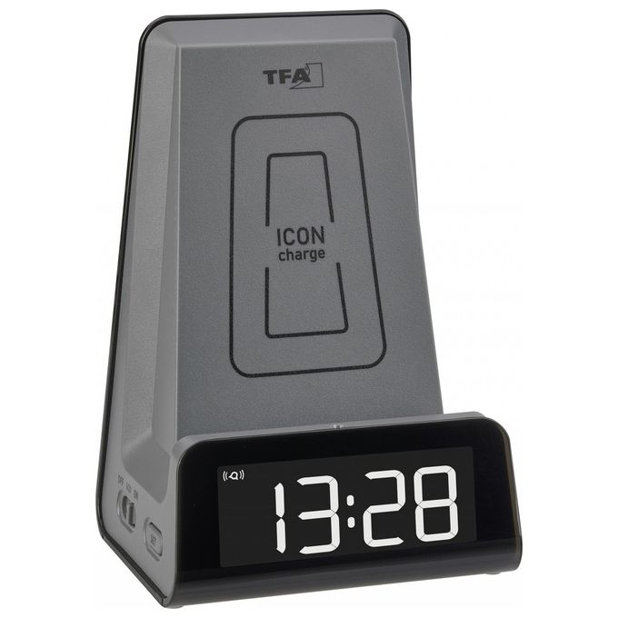 TFA Dostmann 60.2033.10 ICON Charge Sveglia Digitale con Stazione di Ricarica