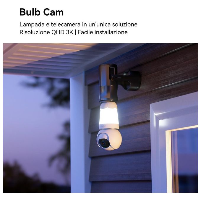 Imou IPC-S6DP-3M0WEB-AE Bulb Cam Telecamera IP Wi-Fi 2K 3MP E27 Motorizzata 340° Visione Notturna 25m Sirena IP65