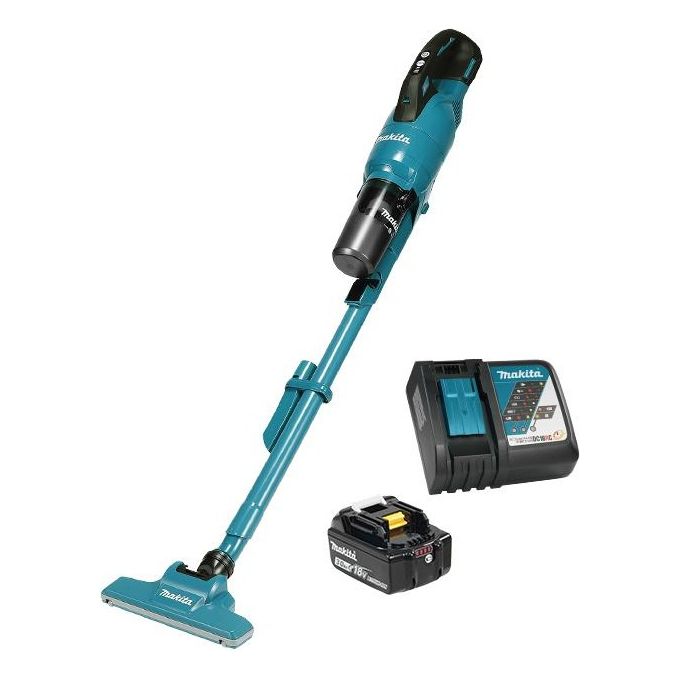 Makita DCL286FRF Aspirapolvere a bastone 2 in 1 ciclonico senza sacchetto 0,25 L 100 W fino a 38 min autonomia 4 velocita' motore brushless 18 V colore Nero Blu
