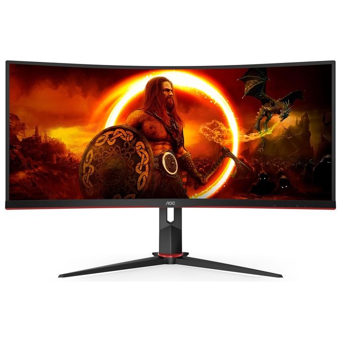 AOC CU34G2XP Gaming Monitor Curvo 34'' WQHD 3440x1440 180 Hz 1 ms VA HDR400 FreeSync Premium Hub USB colore Nero Rosso