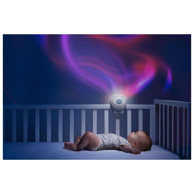 Chicco 00011558200000 First Dreams Proiettore 2in1 da Culla e da Comodino con Proiezione Aurora Boreale Musica Classica e Suoni della Natura colore Blu