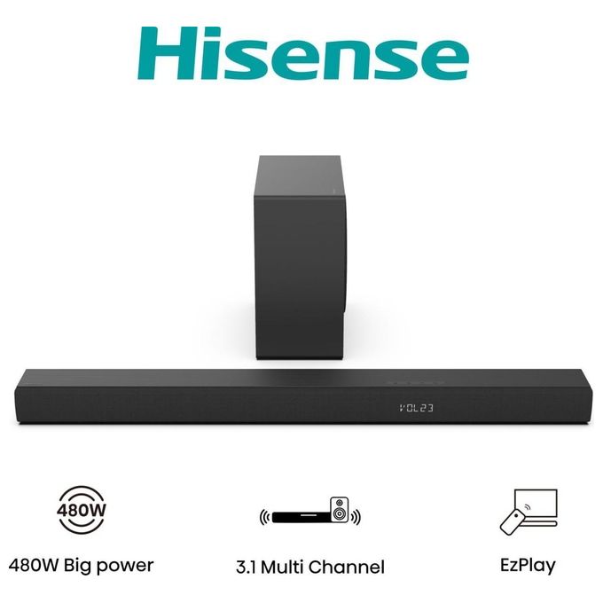 Hisense HS3100 Soundbar 3.1 canali 480W Subwoofer wireless Bluetooth 5.3 HDMI ARC colore Nero