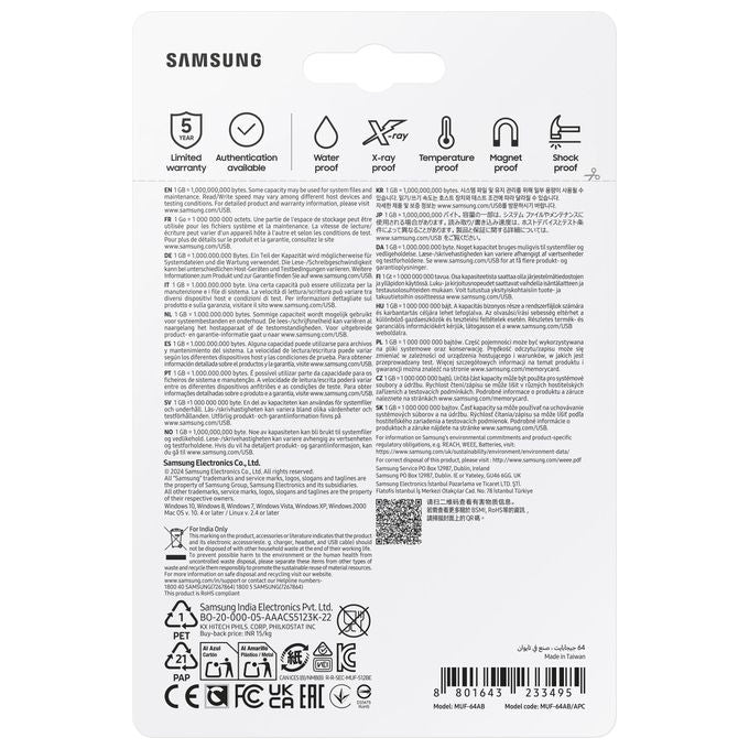 Samsung Fit Plus Chiavetta Usb 64Gb Usb Tipo A 3.2 Gen 1 Grigio-Argento