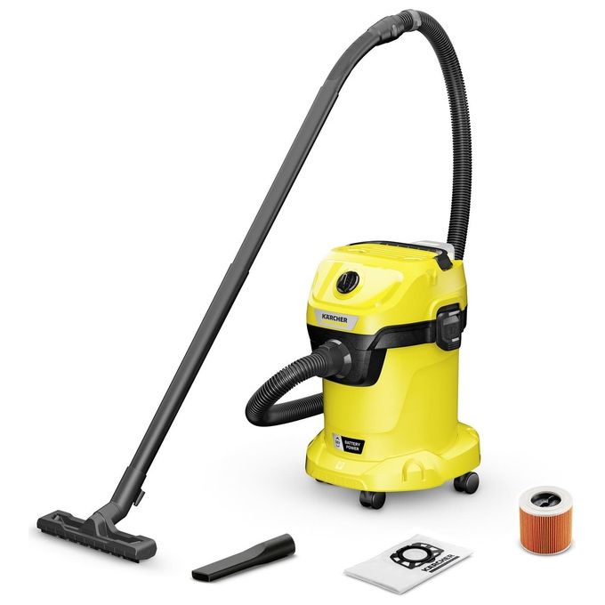 Kärcher 1.628-550.0 WD 3-18 Aspiratore a cilindro Secco e bagnato 17 L 225 W 18 V colore Giallo