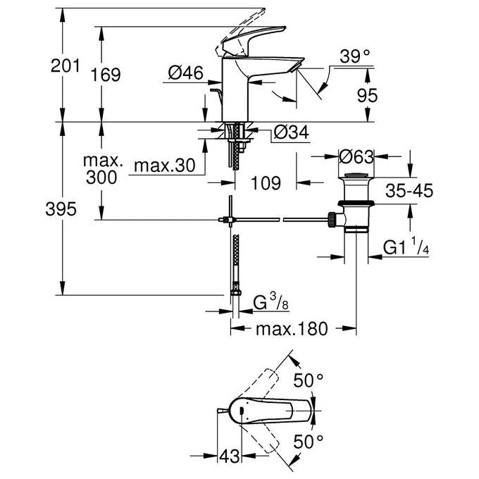 Grohe Eurosmart S-Size 1-2 Piletta di Scarico Cromata