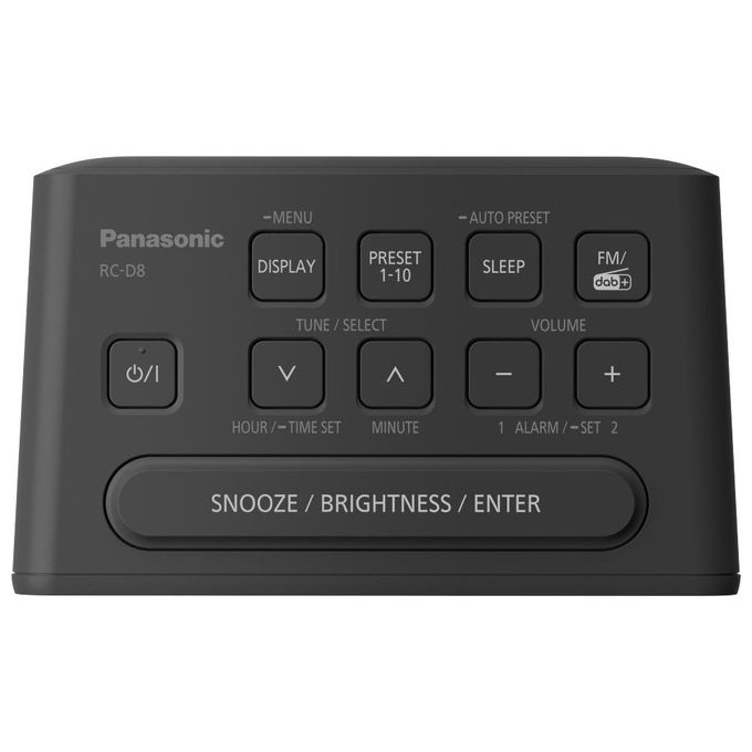 Panasonic RC-D8EG-K Radiosveglia Digitale DAB+ FM Display LCD Doppio Timer Sleep Snooze Ricarica USB colore Nero