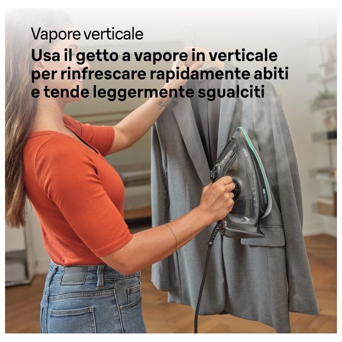 Braun SI5277GR TexStyle 5 Ferro da stiro a vapore e a secco 2700 W Piastra SuperCeramic FreeGlide 3D colore Verde