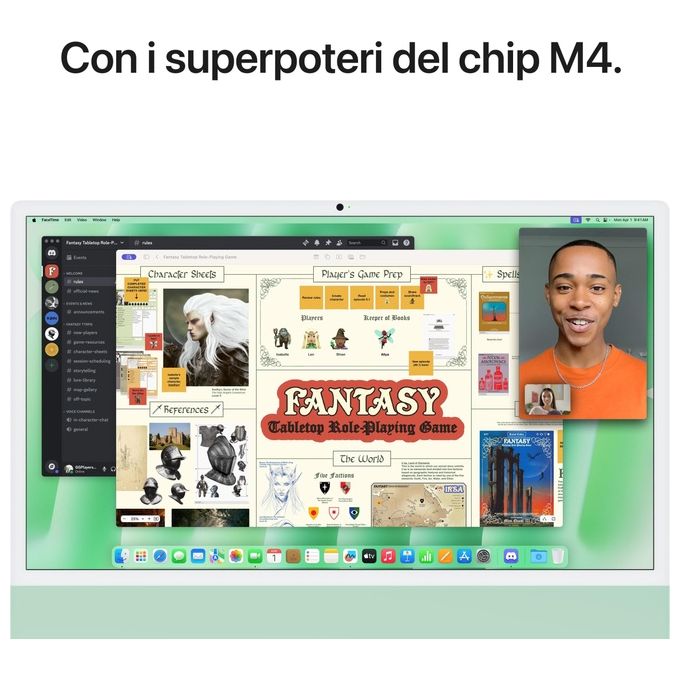 Apple MD2Q4T-A iMac 24'' PC All-in-one Chip M4 CPU 10 core GPU 10 core 24GB 512GB SSD colore Verde