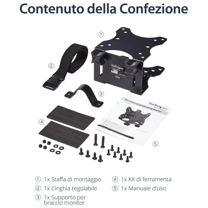 StarTech ACCSMNT Supporto VESA Thin Client Montaggio Sotto Scrivania VESA 75x75 100x100 mm fino a 5 Kg colore Nero