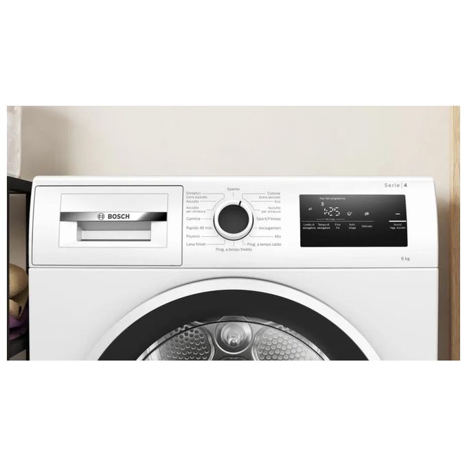 Bosch WTH85208II Serie 4 Asciugatrice Pompa di Calore 8 Kg Classe E AutoDry SensitiveDrying 63 dB (84x59.8x59.9 cm) colore Bianco