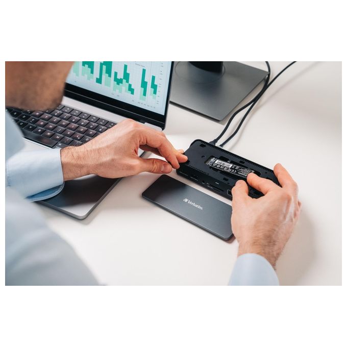 Verbatim CDS-15SSD USB-C Pro Docking Station 15 Porte SSD 256 GB 8K Ultra HD Power Delivery 100W colore Nero Grigio