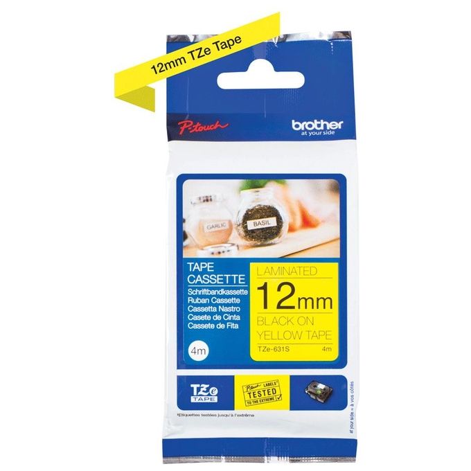 Brother Nastro Laminato H12mm(4m) nero su Giallo