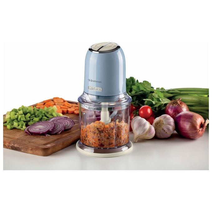 Ariete 438 Vintage Tritatutto Elettrico 4 Lame Acciaio Inox 2 Velocita' 0.6 L 400W colore Celeste