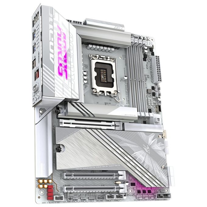 GIGABYTE Z890 A ELITE X ICE Scheda Madre ATX Supporta CPU Intel Core Ultra Serie 2 DDR5 fino a 9500MHz OC Wi-Fi 7 Thunderbolt 4 colore Bianco
