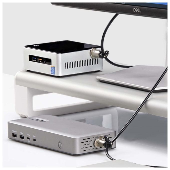 StarTech.com 3M4-DESK-LOCKING-KIT Kit di Sicurezza per Laptop e Periferiche Cavo in Acciaio 3m Serratura a Combinazione 4 Cifre Testine Semipermanenti e Rimovibili colore Nero Argento