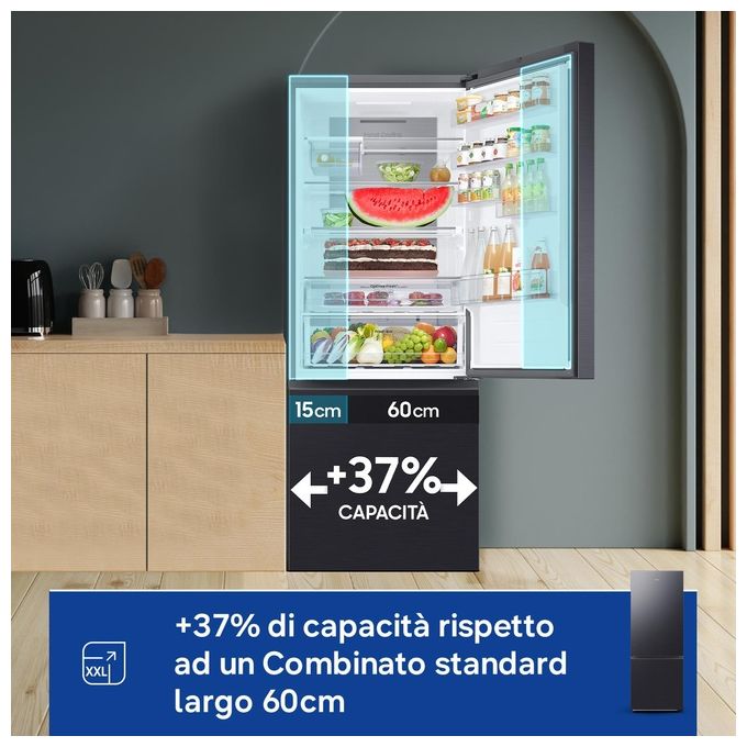 Samsung RB53DG706AB1EF Frigorifero Combinato 538 L 203 cm Classe B 34 dB No Frost Twin Cooling Wi-Fi SpaceMax colore Nero
