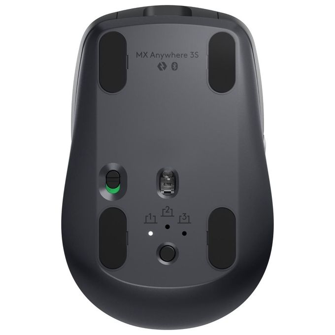 Logitech 910-006929 MX Anywhere 3S Mouse Wireless Compatto 8000 DPI Bluetooth RF Clic Silenzioso 6 Tasti USB-C colore Grafite