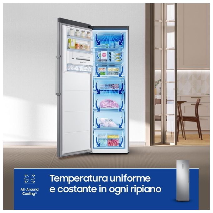 Samsung RZ32C7BBES9 Twin Congelatore Verticale 323 L 186 cm Classe E 36 dB Total No Frost Wi-Fi colore Acciaio Inox