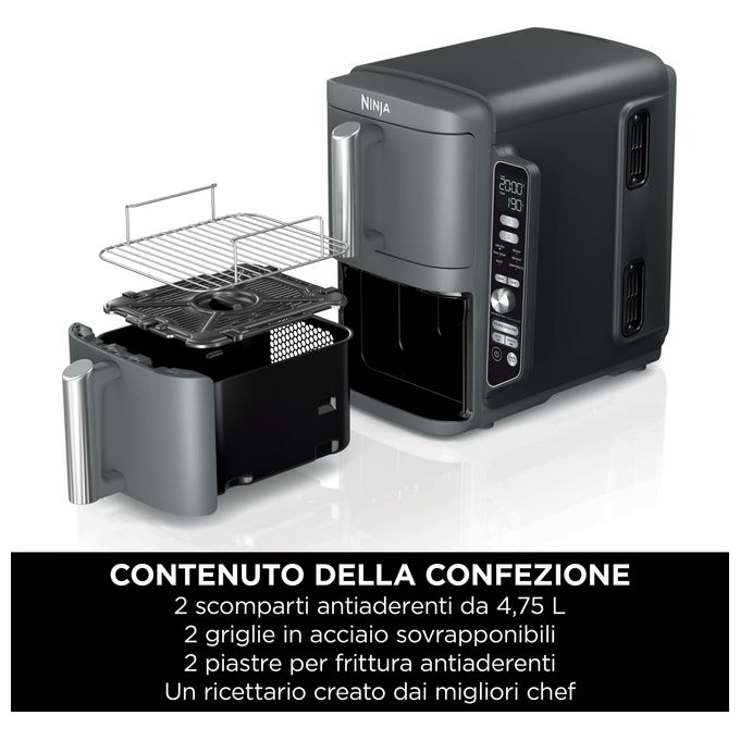 Ninja SL400EU Double Stack XL Friggitrice ad aria 9,5 L 2470 W 6 programmi doppio cestello colore Grigio