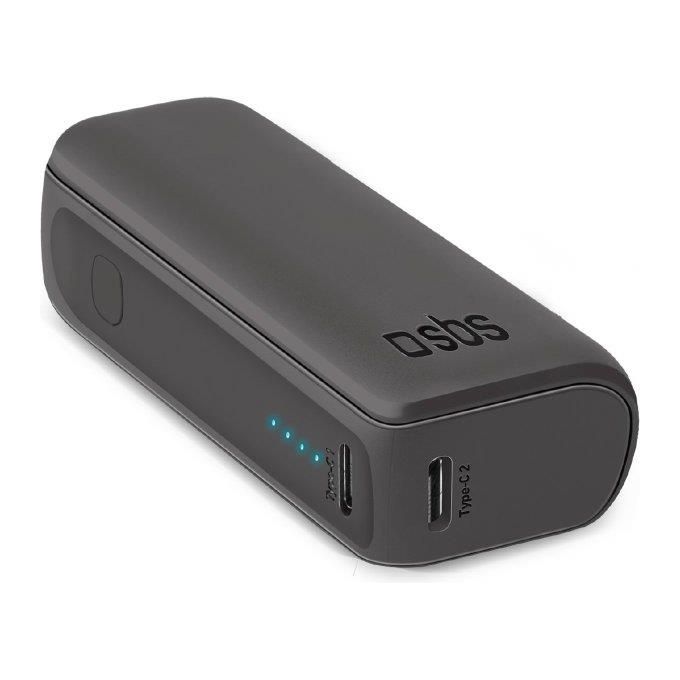 Sbs NanoTube Power Bank 5000mAh Ultra Compatto 2xUSB-C 10W