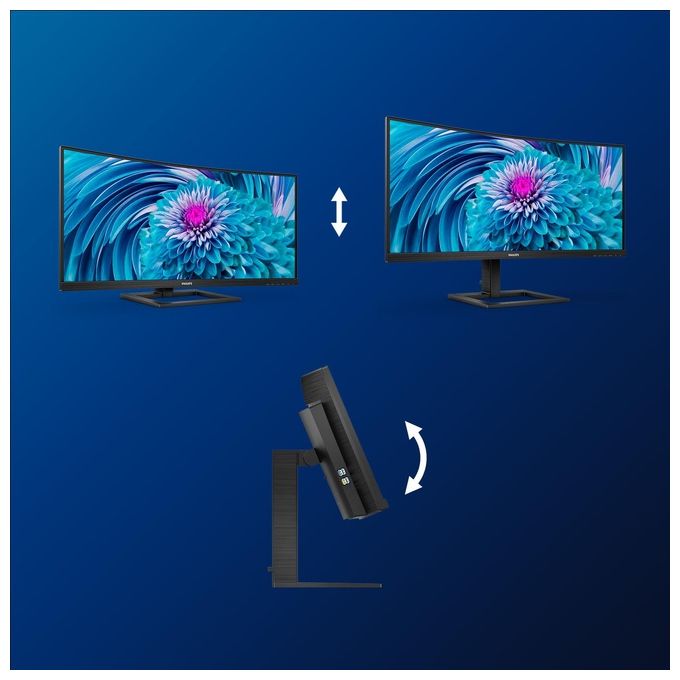 Philips 346E2CUAE E Line Monitor PC 34'' VA Curvo 3440x1440 UWQHD 100 Hz 4 ms USB-C 65W AMD FreeSync Premium colore Nero