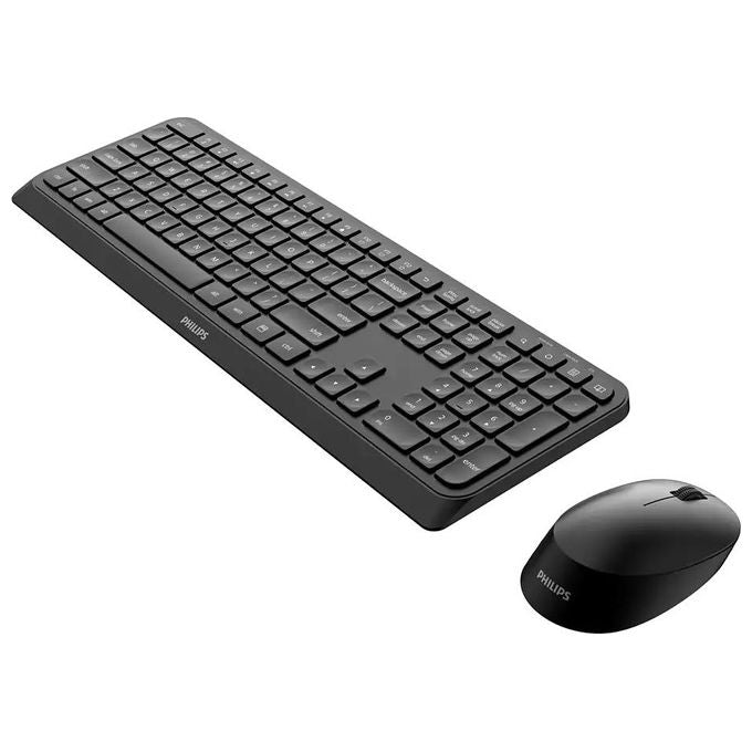 Philips SPT6207B34 Kit Tastiera e Mouse con Filo USB Full-size 110 Tasti Layout Italiano Mouse Ottico 1200 dpi colore Nero