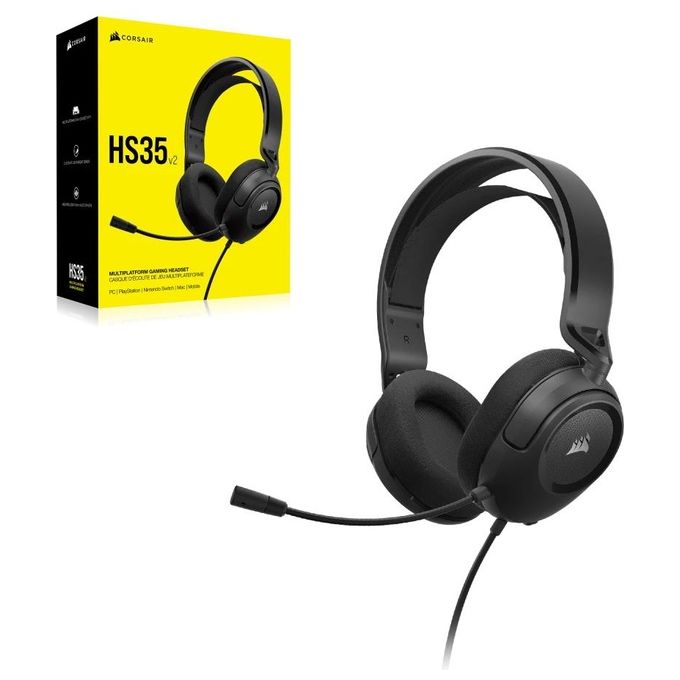 Corsair CA-9011377-EU HS35 v2 Auricolare Cablato Circumaurale Gaming con Microfono Omnidirezionale Jack 3.5 mm colore Carbonio