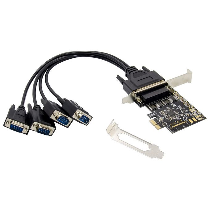 Conceptronic EMRICK12B Scheda PCI-E 4 Porte Seriali RS232 DB9 Conforme PCIe 2.0 Buffer FIFO 256 B colore Nero
