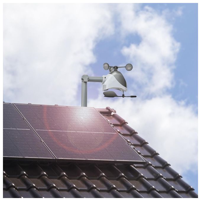 TFA-Dostmann 35.8003.01 View Pro Stazione Meteo WLAN con WiFi Previsioni 7 Giorni Sensore Esterno Anemometro Pioggia Temperatura Umidita' Pressione colore Nero