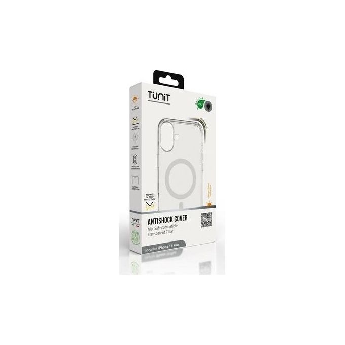 Tunit Clear Cover per iPhone 16 Plus Antishock in Silicone con MagSafe Trasparente