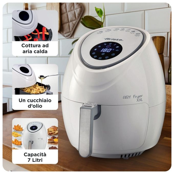 Ariete 00C461803AR0 Friggitrice ad aria XXL 7 L 1800 W Display LCD Comandi Touch Timer colore Bianco