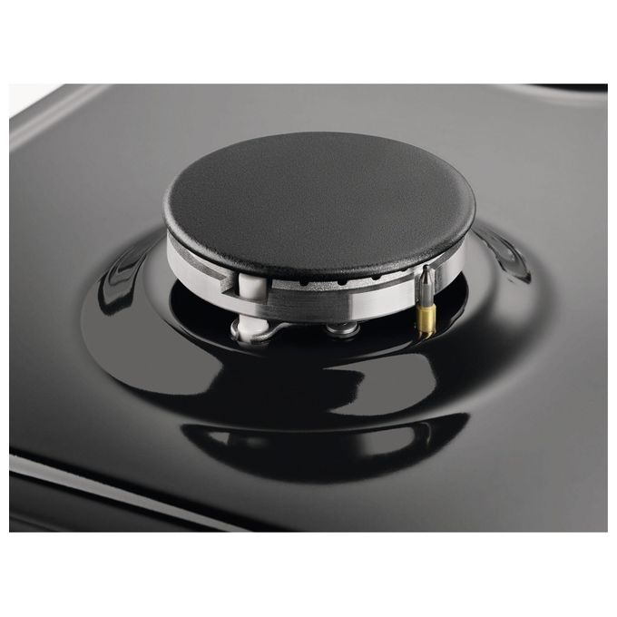 Electrolux PN640RUV Rustico Soft Piano cottura a gas 60 cm 4 fuochi bruciatore tripla corona Wok 4000 W Sicurgas colore Nero Ghisa