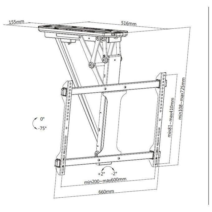 Equip 650329 Staffa di montaggio a soffitto motorizzata per TV 32'' - 70'' fino a 35 Kg inclinazione 0 - 75° con telecomando colore Nero