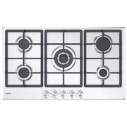 CANDY CHG93WX1 Moderna Piano cottura a Gas 86 cm 5 Fuochi Bruciatore Doppia Corona 3,5 kW Griglie in Ghisa colore Acciaio inox