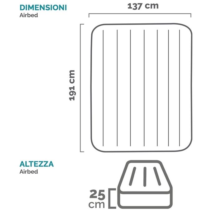 Intex materasso gonfiabile doppio 191x137x25cm fiber tech interno esterno crema 64102