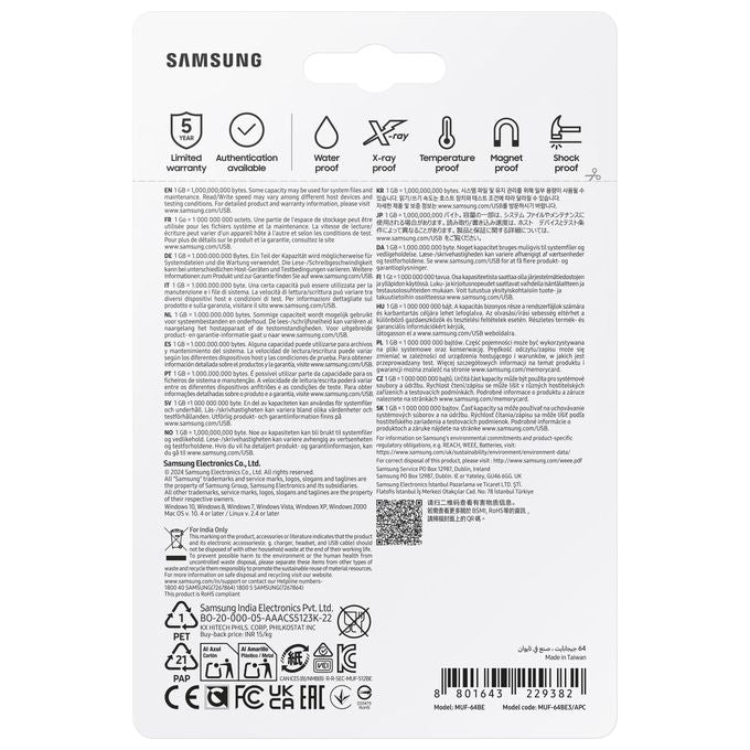 Samsung Bar Plus Chiavetta Usb 64Gb Usb Tipo A 3.2 Gen 1 Argento