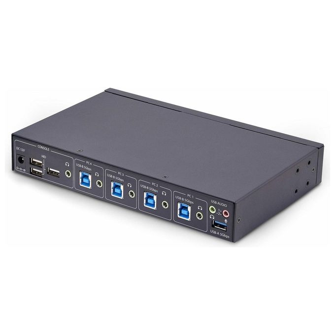 StarTech P4A20132-KM-SWITCH Switch KM a 4 porte con commutazione del mouse USB 3.0 condivisione tastiera mouse audio 3.5 mm colore Nero