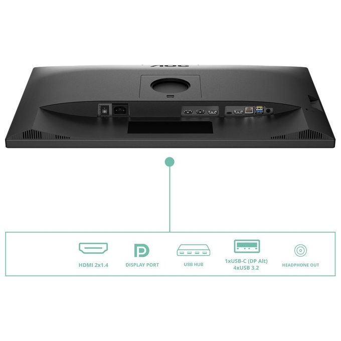 AOC Q27P3CW Pro-line Monitor PC 27'' Quad HD IPS LED 2560x1440 Webcam 5MP USB-C 65W Hub USB 3.2 colore Nero