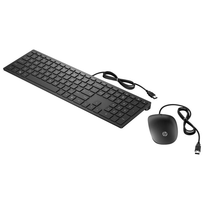 HP Pavilion Tastiera e Mouse 400 con Cavo Design Sottile Tastiera a Tre Zone Nero
