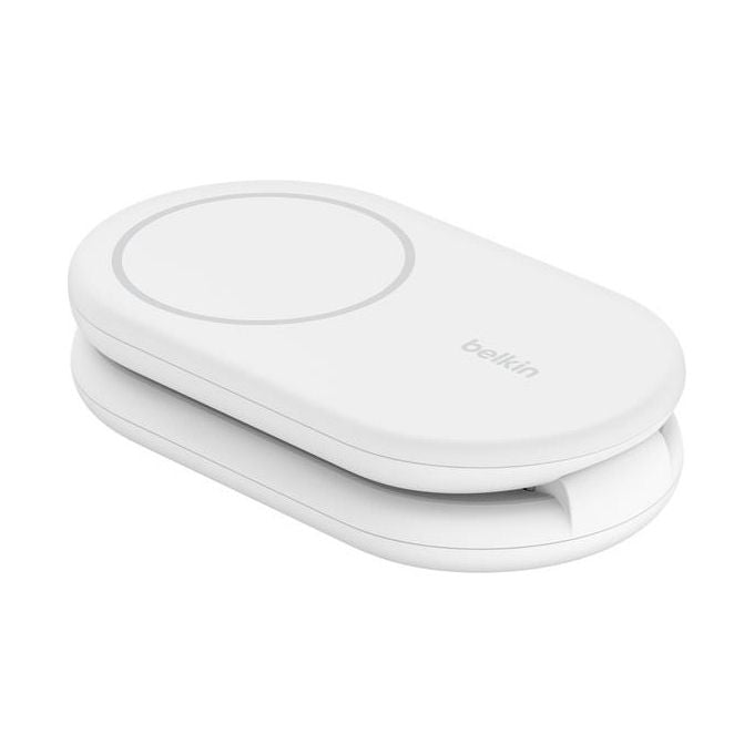 Belkin WIZ028VFWH BoostCharge Supporto di Ricarica Wireless 2-in-1 Qi2 15W con Design Pieghevole e Compatibilita' MagSafe colore Bianco
