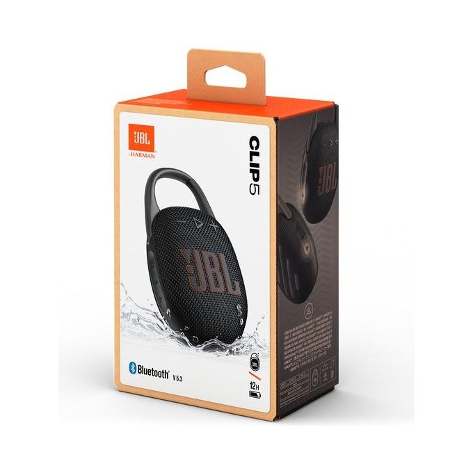 JBL JBLCLIP5BLK Clip 5 Altoparlante Bluetooth Portatile 7W IP67 Waterproof Moschettone Integrato 12h autonomia colore Nero