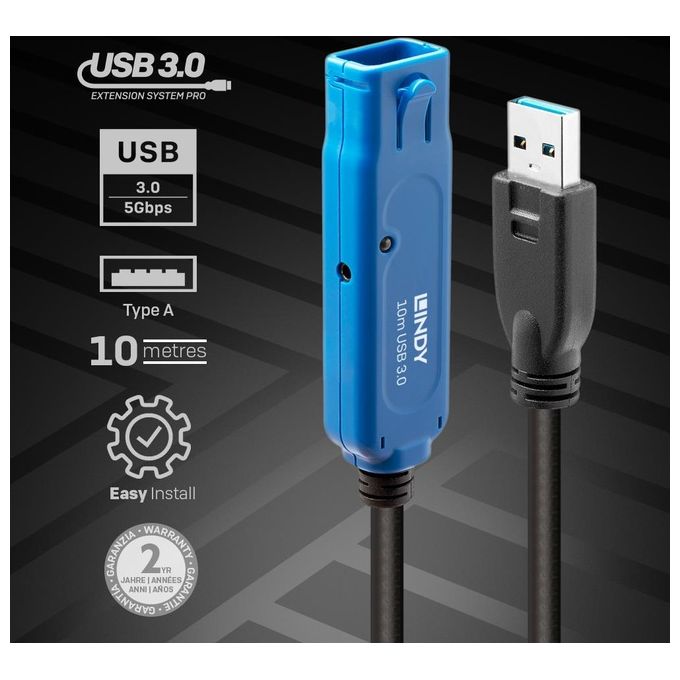 Lindy Prolunga Attiva Usb 3.0 Pro 8mt
