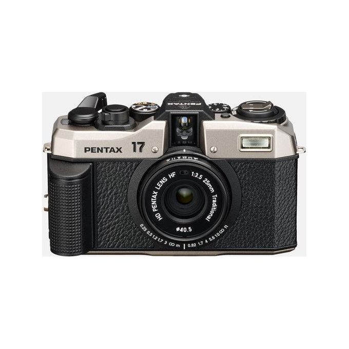 Pentax 18926 Fotocamera analogica mezzo formato 17x24 mm obiettivo 25mm f-3.5 messa a fuoco manuale a zone flash integrato colore Dark Silver