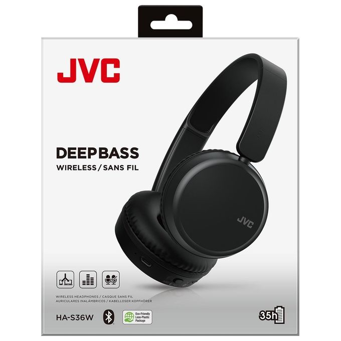 JVC HA-S36W-B-U Cuffie On-Ear Wireless Bluetooth 5.2 35h autonomia USB-C pieghevoli colore Nero