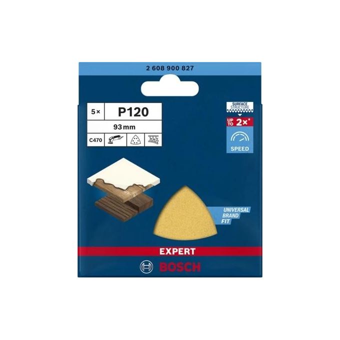 Bosch Foglio Abrasivo Triangolare 93mm 120gr 5 Pezzi
